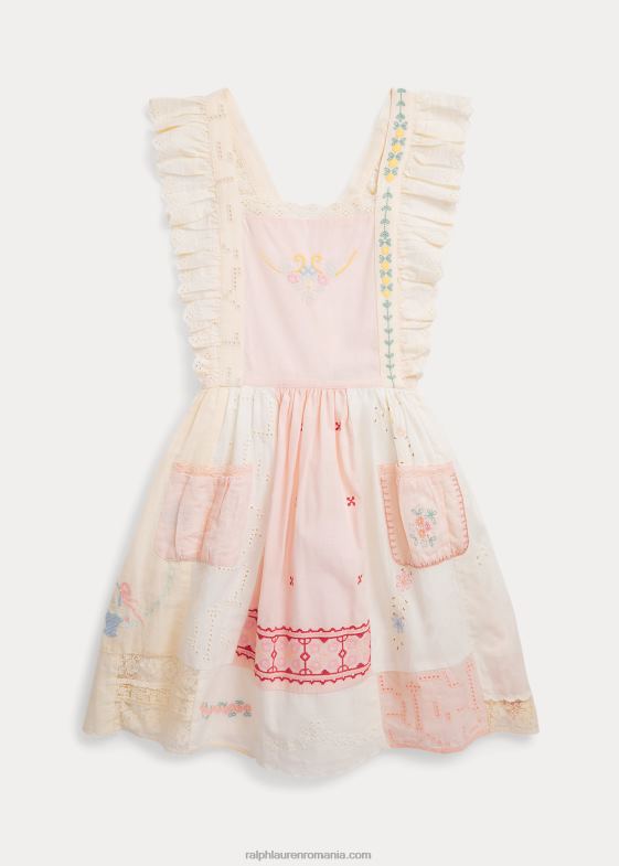 multi alb copii Ralph Lauren rochie patchwork din amestec de bumbac 046887082