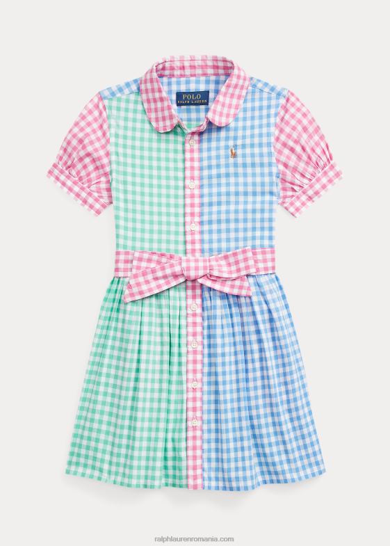 multi albastru/alb copii Ralph Lauren rochie cămașă din popelin de bumbac vichy 046887344