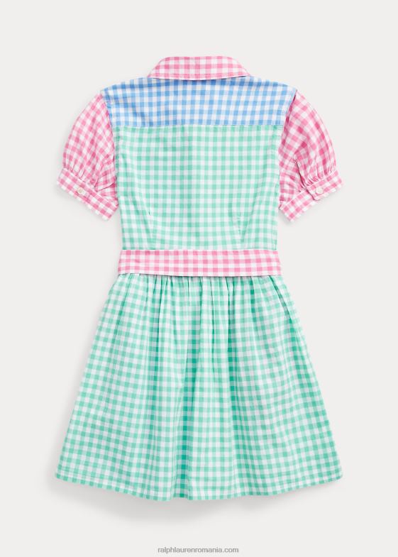 multi albastru/alb copii Ralph Lauren rochie cămașă din popelin de bumbac vichy 046887344
