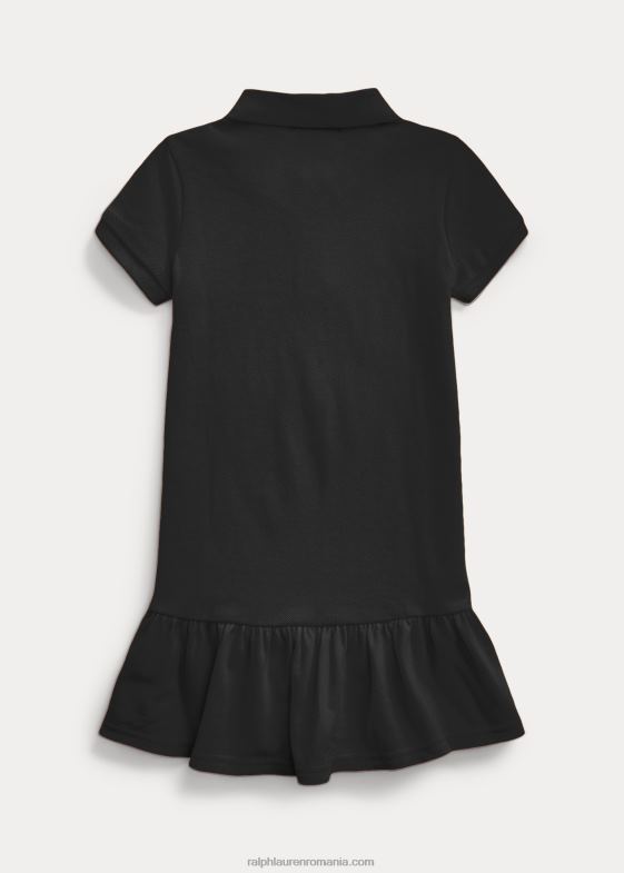 negru copii Ralph Lauren rochie polo din plasă de bumbac 046886767