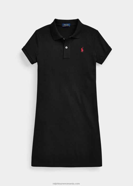 negru copii Ralph Lauren rochie polo din plasă de bumbac 046887013