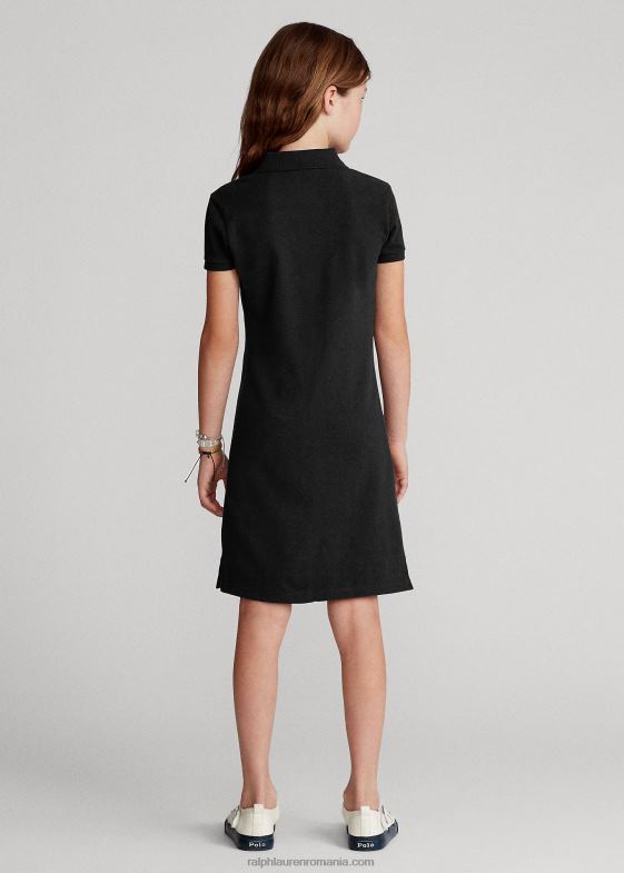 negru copii Ralph Lauren rochie polo din plasă de bumbac 046887013