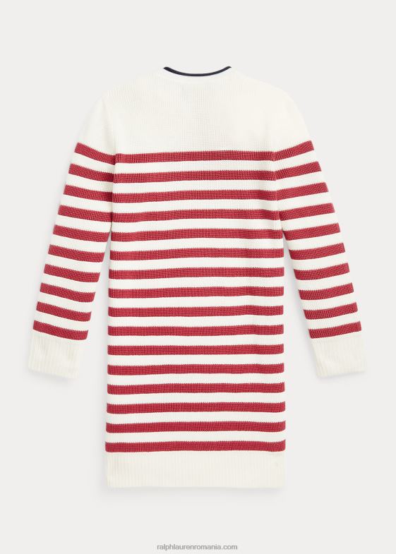 smântână/ardei iute copii Ralph Lauren rochie pulover din bumbac cu dungi 046887459