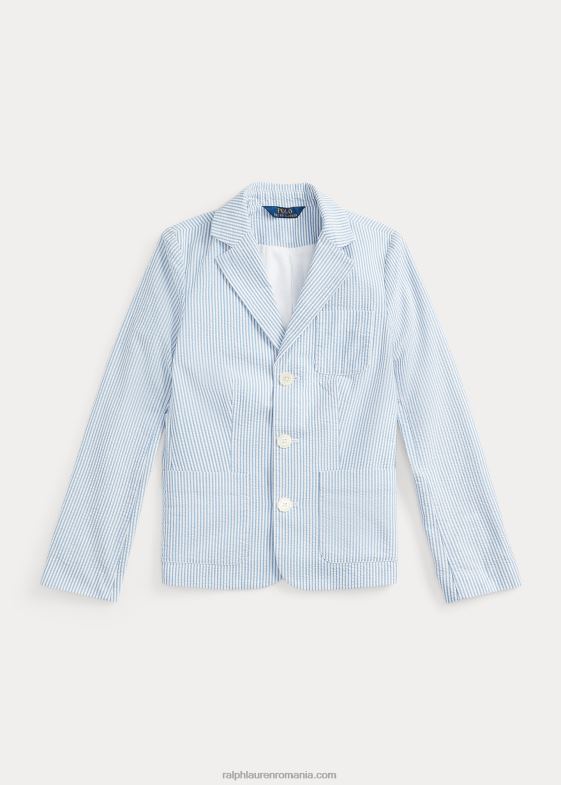 albastru alb copii Ralph Lauren blazer din bumbac seersucker 046887525