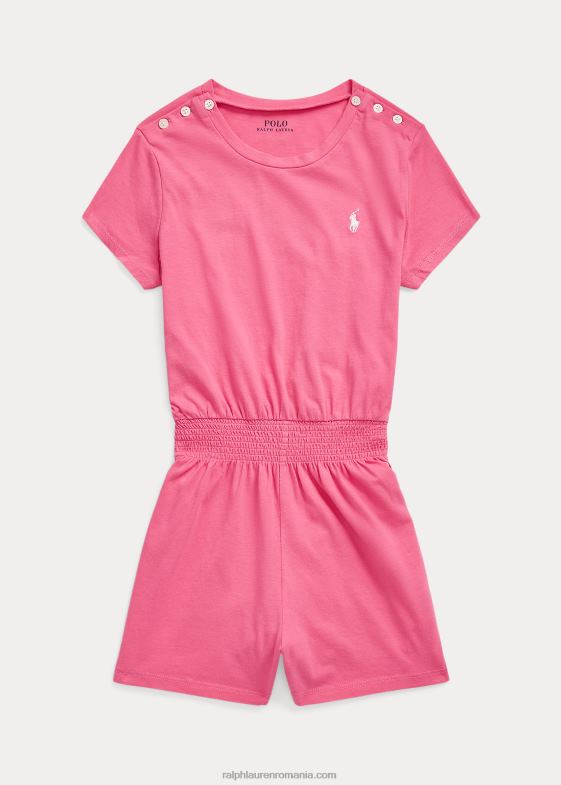 roz desert copii Ralph Lauren salopetă din jerseu de bumbac smocked 046887563
