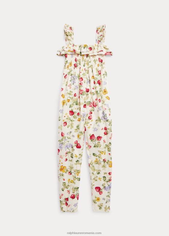 căpșună florală copii Ralph Lauren salopeta batista din bumbac cu smock floral 046886818