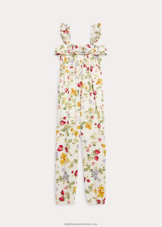 căpșună florală copii Ralph Lauren salopeta batista din bumbac cu smock floral 046886818