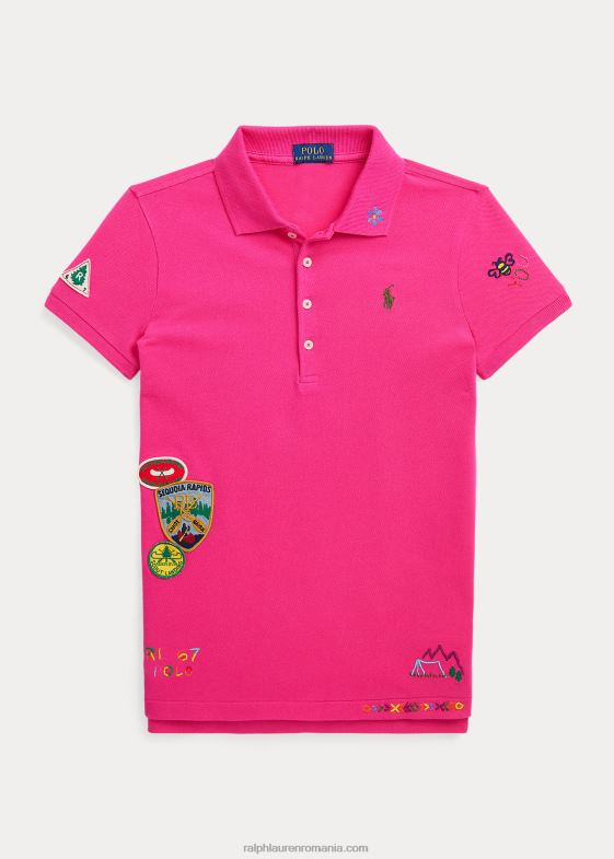 accent roz copii Ralph Lauren Tricou polo din plasă elastică cu plasture în aer liber 046887106