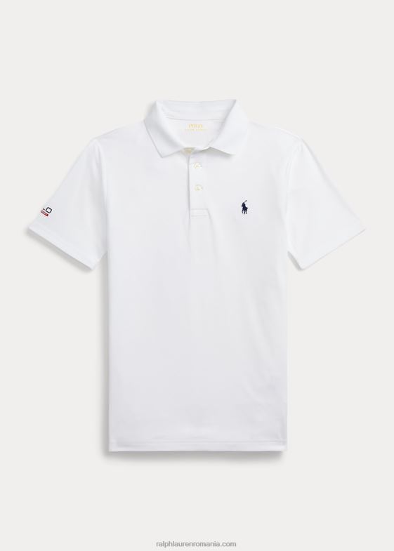 alb ceramic copii Ralph Lauren Tricou polo din jerseu elastic de performanță 046885974