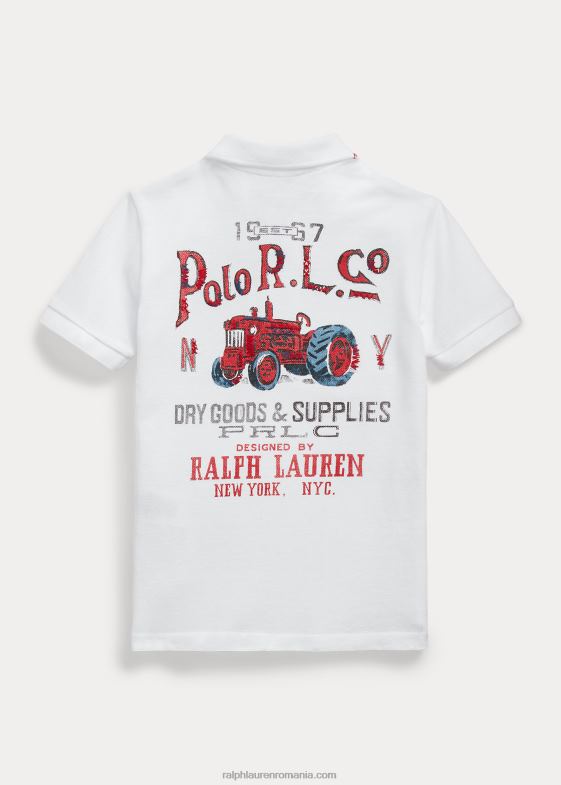 alb clasic oxford copii Ralph Lauren tricou polo din plasă de bumbac 046885667