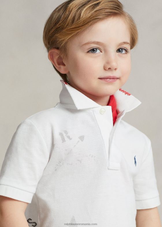 alb clasic oxford copii Ralph Lauren tricou polo din plasă de bumbac 046885667