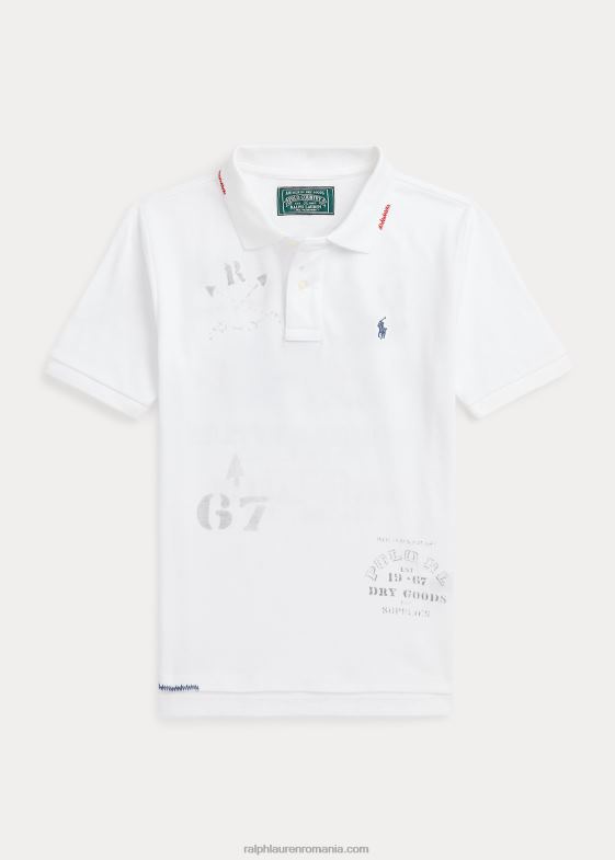 alb clasic oxford copii Ralph Lauren tricou polo din plasă de bumbac 046886172