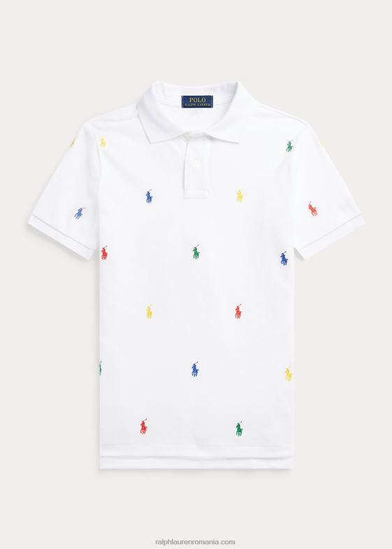 alb copii Ralph Lauren cămașă polo din plasă de bumbac ponei 046889838