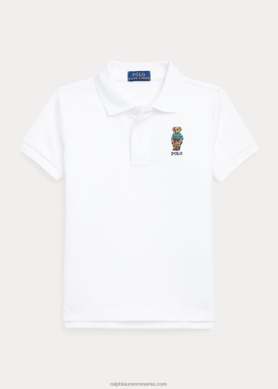 alb copii Ralph Lauren cămașă polo din plasă de bumbac ursuleț polo 046886500