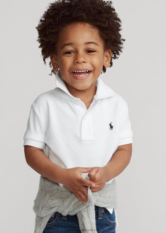 alb copii Ralph Lauren iconicul tricou polo din plasă 046885690