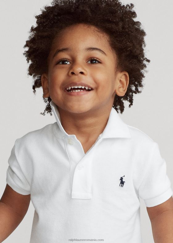 alb copii Ralph Lauren iconicul tricou polo din plasă 046885690