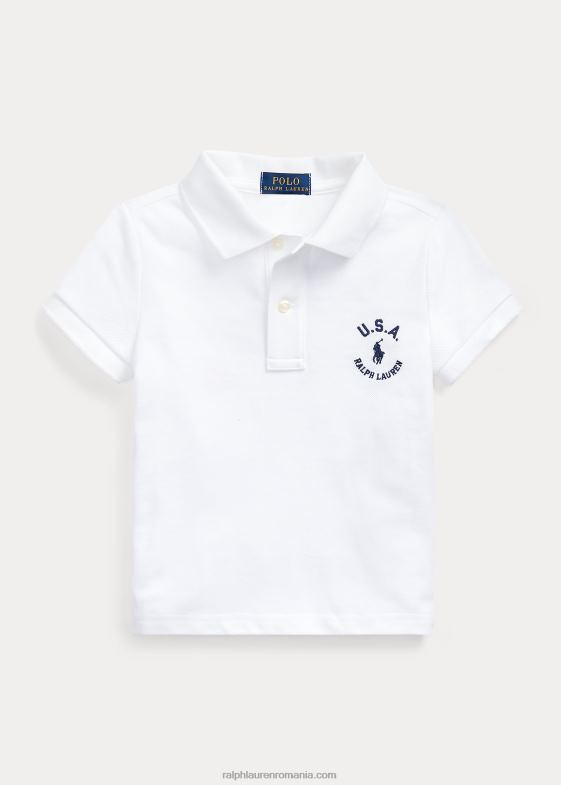 alb copii Ralph Lauren tricou polo din bumbac steag 046886780