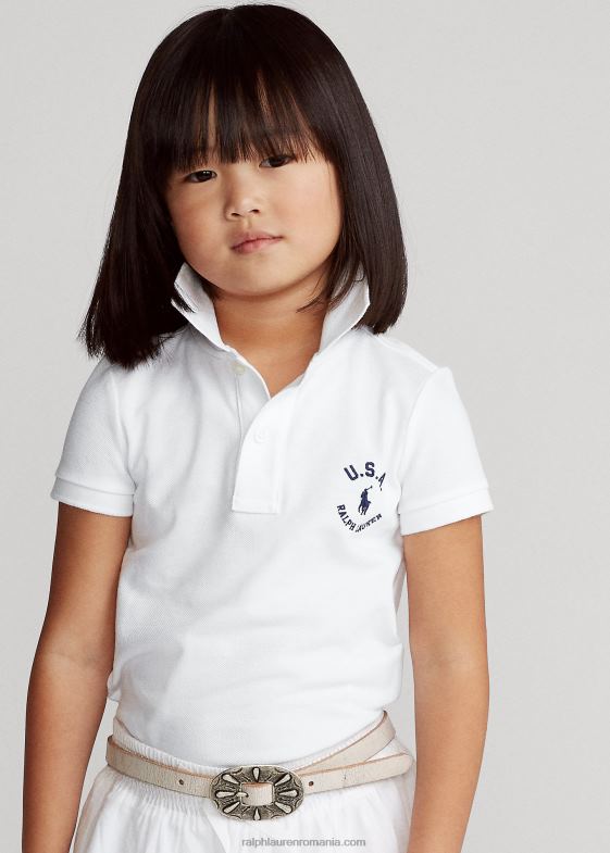 alb copii Ralph Lauren tricou polo din bumbac steag 046886780