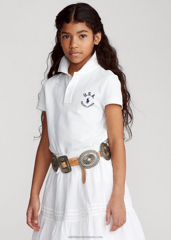 alb copii Ralph Lauren tricou polo din bumbac steag 046887022