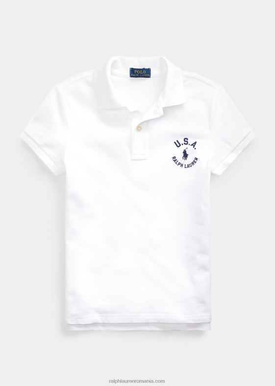 alb copii Ralph Lauren tricou polo din bumbac steag 046887022