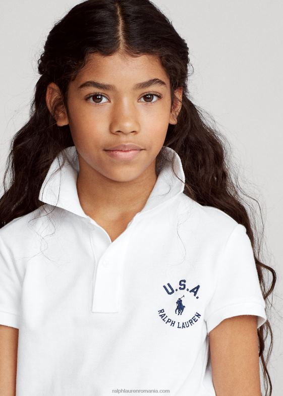 alb copii Ralph Lauren tricou polo din bumbac steag 046887022