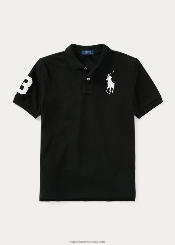 alb negru copii Ralph Lauren tricou polo din plasă de bumbac mare ponei 046886063