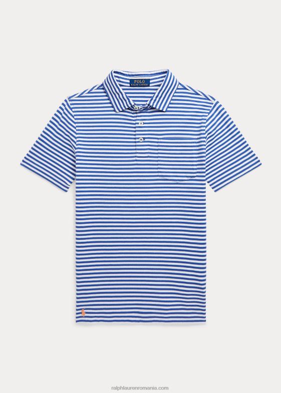 bleumarin regal/alb copii Ralph Lauren tricou polo din jerseu de bumbac cu dungi 046886083
