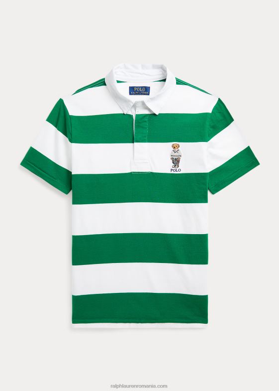verde primar copii Ralph Lauren Tricou de rugby din bumbac cu dungi polo ursuleț 046889849