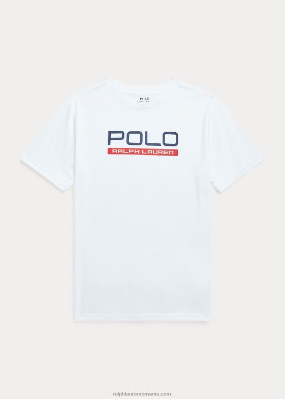 alb ceramic copii Ralph Lauren tricou cu logo de performanță 046886146