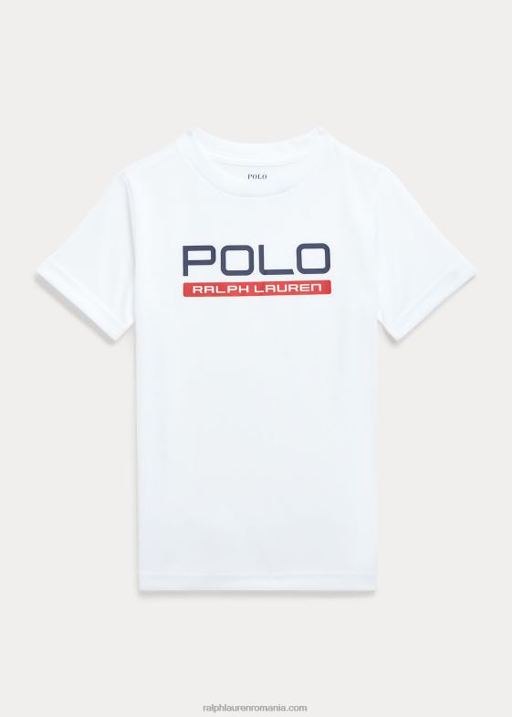 alb ceramic copii Ralph Lauren tricou cu logo de performanță 046889792