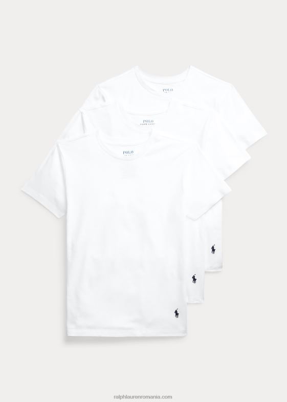 alb copii Ralph Lauren bumbac solid, cu gâtul roșu, pachet de 3 046889897