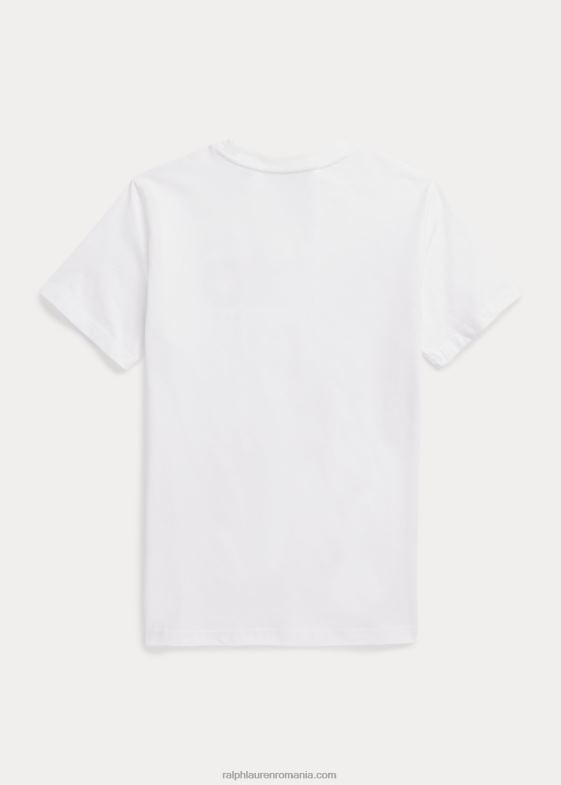 alb copii Ralph Lauren tricou din jerseu de bumbac cu logo 046886103