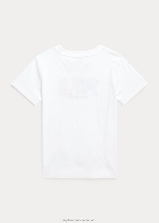 alb copii Ralph Lauren tricou din jerseu de bumbac cu logo 046886434