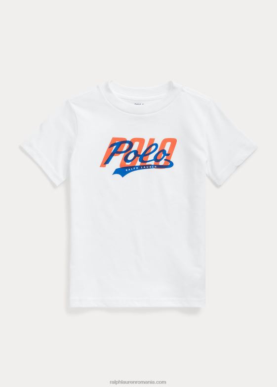 alb copii Ralph Lauren tricou din jerseu de bumbac cu logo 046886508
