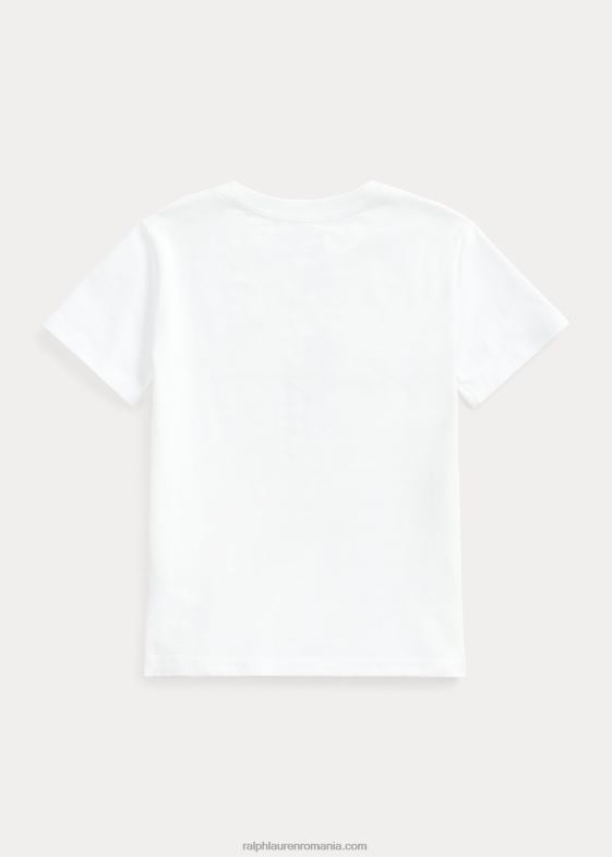 alb copii Ralph Lauren tricou din jerseu de bumbac cu logo mare ponei 046886494