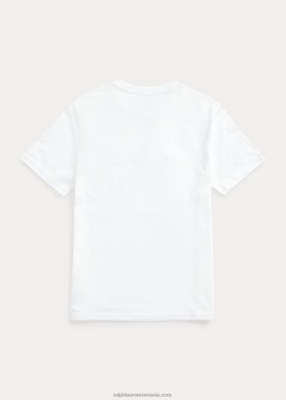 alb copii Ralph Lauren tricou din jerseu de bumbac cu logo mare ponei 046886631