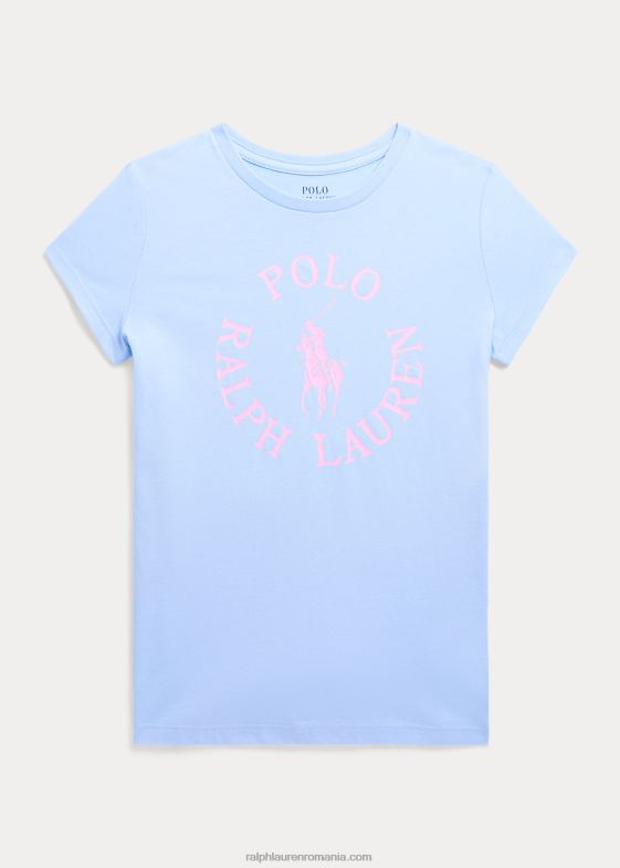 bleu copii Ralph Lauren tricou din jerseu de bumbac cu logo mare ponei 046886717