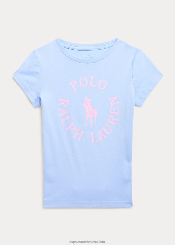 bleu copii Ralph Lauren tricou din jerseu de bumbac cu logo mare ponei 046886800