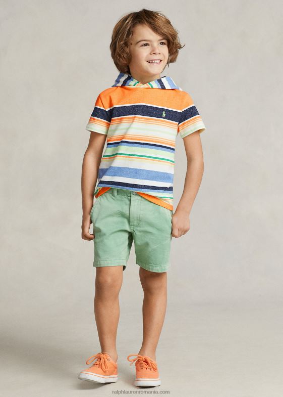 dunga paradisului copii Ralph Lauren tricou cu glugă din plasă de bumbac în dungi 046885633