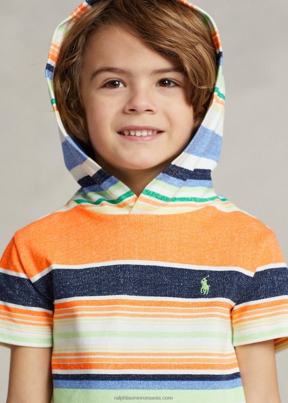 dunga paradisului copii Ralph Lauren tricou cu glugă din plasă de bumbac în dungi 046885633