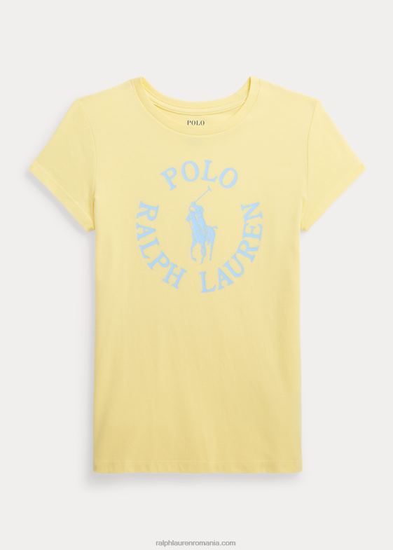 galben portic copii Ralph Lauren tricou din jerseu de bumbac cu logo mare ponei 046886718