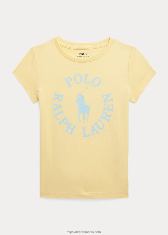 galben portic copii Ralph Lauren tricou din jerseu de bumbac cu logo mare ponei 046886799