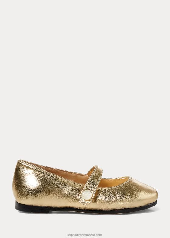 piele aurie copii Ralph Lauren alyssa piele metalică mary jane 046887269