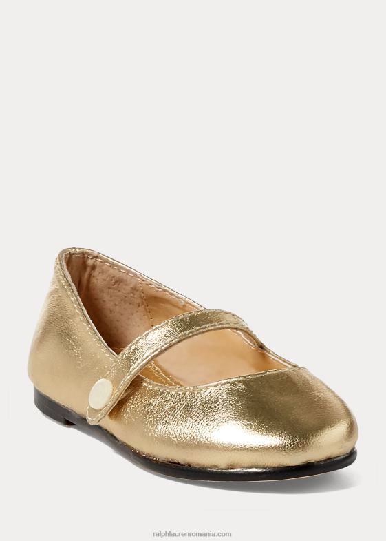 piele aurie copii Ralph Lauren alyssa piele metalică mary jane 046887269