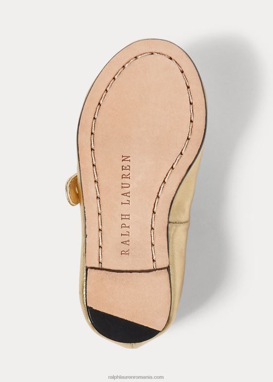 piele aurie copii Ralph Lauren alyssa piele metalică mary jane 046887269