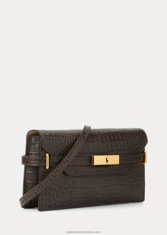 ciocolată femei Ralph Lauren clutch polo id cu relief croco 046885181