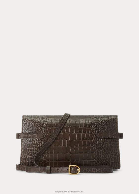 ciocolată femei Ralph Lauren clutch polo id cu relief croco 046885181