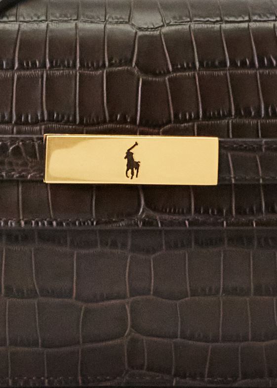 ciocolată femei Ralph Lauren clutch polo id cu relief croco 046885181