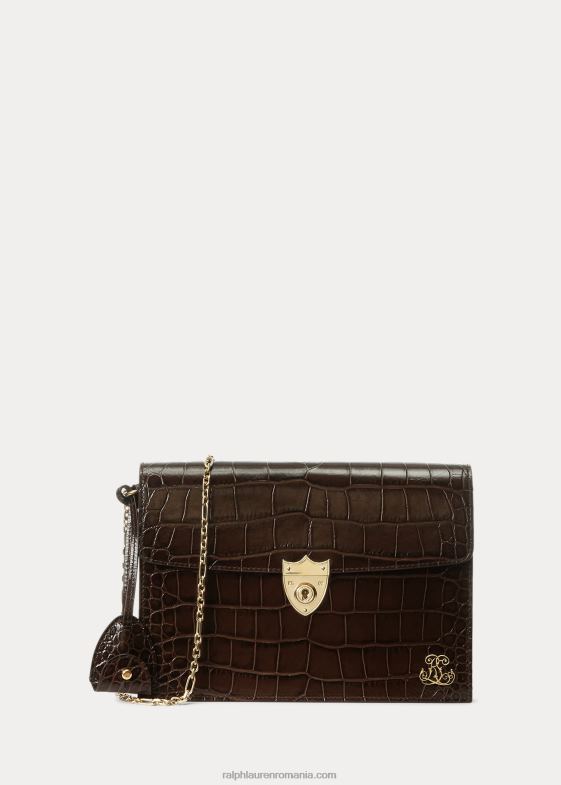 maro inchis femei Ralph Lauren clutch plic cu creasta aligator 046885254