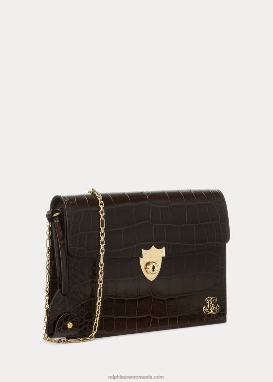 maro inchis femei Ralph Lauren clutch plic cu creasta aligator 046885254
